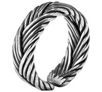 WOZUIMEI Bague Rétro de Style Chinois S925 en Argent Sterling Rétro Tissé à la Main Hip-Hop Hommes 's Mâle Bague en Argent Femme Mode Index IndexAnneau tressé