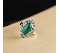 WOZUIMEI Bijoux de Bague de Style Chinois Thaïlande Bijoux Personnalisés S925 Bijoux en Argent Pur Bague Thai Argent Femelle Chrysoprase Baguechrysoprase, 57