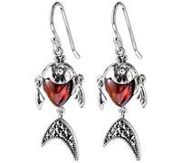 WOZUIMEI Boucle D'Oreille de Style Ancien S925 Boucles D'Oreilles en Argent Sterling Grenat Poisson Clown Boucles D'Oreilles Style Chinois Gland Boucles D'Oreilles Vintage en Argent Thaïlandaisgoyave