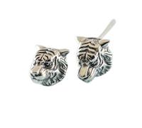 WOZUIMEI Boucle D'Oreille de Style Chinois S925 Argent Mode Tête de Tigre Oreille Stud Personnalité Dominante Unisexe Boucles D'Oreillesargent