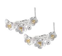 WOZUIMEI Boucle D'Oreille de Style Chinois S925 Argent Sterling Style Coréen Fleurs Et Branches Littéraires Oreille Stud Mode Boucles D'Oreilles en Argent GivréfemmesBoucles d'oreilles fleur branche