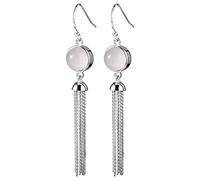 WOZUIMEI Boucle D'Oreille de Style Chinois S925 Bijoux en Argent Sterling Longueur Tempérament Gland Boucles D'Oreilles Cristal Rose Rond Géométrique Femme Boucles D'Oreilles BijouxRond
