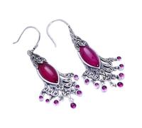WOZUIMEI Boucle D'Oreille de Style Chinois S925 Boucles D'Oreilles en Argent Sterling Boucles D'Oreilles Pompon Femme Incrusté D'Argent Thaïlandais Facetté Synthétique Acier Tungstène Diamant Boucles