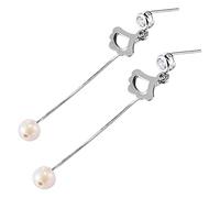 WOZUIMEI Boucle D'Oreille de Style Chinois S925 en Argent Sterling Coréen Mode Simple Zircon Oreille Goujon à Franges Boucles D'Oreilles en Perles Boucles D'Oreilles FemmesComme montré