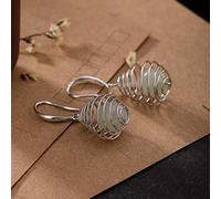 WOZUIMEI Boucles D'Oreilles de Style Chinois Eardrop S925 en Argent Sterling Néphrite Lanterne Boucles D'Oreilles Tempérament Rétro Design Femmes Boucles D'OreillesComme montré
