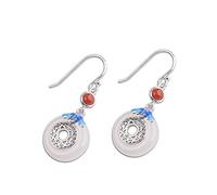 WOZUIMEI Boucles D'Oreilles Eardrop Boucles D'Oreilles Pour Femmes Light Luxury S925 Bijoux en Argent Sterling Thai Silver Nephrite Boucles D'OreillesNéphrite, Argent 925
