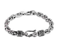 WOZUIMEI Bracelet en Argent de Style Chinois S925 Argent Rétro Simple Motif de Paix Fait à la Main Unisexe Bracelet de Mode Bracelet en Argent20 cm à 19,6 g