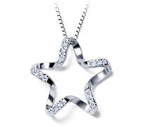 WOZUIMEI Collier Étoile en Argent S925 Femme Coréenne Simple Pendentif Étoile à Cinq Branches Étoile Chaîne Courte ClaviculeCollier