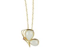 WOZUIMEI Collier Pendentif Rétro S925 Argent Sterling Incrusté de Néphrite Blanc Jade Papillon Pendentif Personnalisé Mode Femme Collier Néphrite