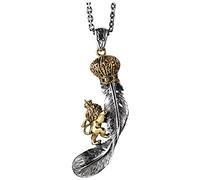 WOZUIMEI Pendentif de Style Chinois S925 Argent Sterling Vintage Thaï Argent Personnalité Couronne Lion Plume Pendentifpendentif Pas de chaîne