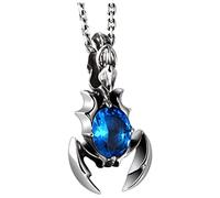 WOZUIMEI Pendentif de Style Chinois S925 Bijoux en Argent Sterling Synthétique Corindon Rouge Bleu Corindon Scorpion Scorpion Roi Mâle Pendentif RétroPendentif en corindon bleu sans chaîne