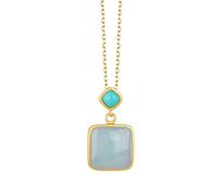 WOZUIMEI Pendentif Rétro S925 Pendentif Carré Géométrique Émeraude Incrusté en Argent Sterling avec Pendentif Femme Élégante Noble TurquoiseCollier émeraude