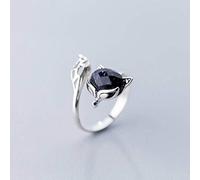 WOZUIMEI S925 Argent Anneaux Femmes Coréen Style de Mode Mignon Animal Renard Ouverture Anneau Doigt Bague BijouxStyle Shakin or violet, ouverture ajustée