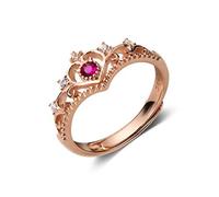 WOZUIMEI S925 Argent Anneaux Femmes Coréenne Personnalité de la Mode Diamant Couronne Bague Bijoux Simple Et Élégant Fille Esprit Bijouxor et rose, ouverture ajustée