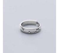 WOZUIMEI S925 Argent Anneaux Femmes de la Mode Coréenne Personnalité Style Électrocardiogramme Anneau Gravé Lisse Anneau Ouverture BijouxBague en argent S925, ouverture ajustée