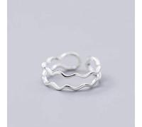 WOZUIMEI S925 Argent Anneaux Femmes de Style Japonais Et Coréen Personnalité de la Mode Double Vague Anneau Ouverture Index Doigt Bague Femmes Style BijouxBague en argent S925, ouverture ajustée