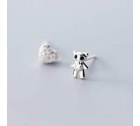 WOZUIMEI S925 Argent Boucles D'Oreilles Femmes de Style Japonais Et Coréen Filles Aiment Winnie Coeur Diamant Bijoux Asymétrique Oreilles Bijouxargent, Argent 925
