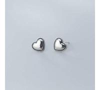 WOZUIMEI S925 Argent Boucles D'Oreilles Femmes Thai Argent Rétro Mode Pour Faire le Vieil Amour Brillant en Forme de Coeur Boucles D'Oreilles Oreille Bijouxune paire, Argent 925