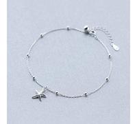 WOZUIMEI S925 Argent Bracelets de Cheville Femmes de Style Japonais Et Coréen Boule de Mode Lumière Perle Cheville Cloches Étoiles Étoiles de Mer Douce Bracelets de Cheville Femme BijouxBracelet de c