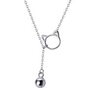 WOZUIMEI S925 Argent Chat Pendentif Cloches Femmes Coréenne Mignon Chat Clavicule Chaîne Collier Femmes Creux BijouxBrin de gaine d'argent S925