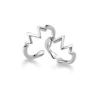 WOZUIMEI S925 Argent Coréen Style de Mode Rythme Cardiaque Anneau Unique Surface Vague Lignes Anneau Doigt BijouxBague en argent S925, s