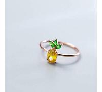 WOZUIMEI S925 Argent Diamant Bague Femmes de Style Japonais Et Coréen Mode Été Fruit Ananas Bague Doigt Bague Femmes Style Bijouxor rose, 48