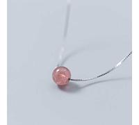 WOZUIMEI S925 Argent Fraise Cristal Grain Collier Pendentif Collier Style Féminin Été Rose Boule Chaîne Clavicule BijouxBrin de gaine d'argent S925
