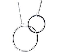 WOZUIMEI S925 Argent Simple Mode Taille Bague Personnalité Imbriquée Brillant Double Cercle Double Anneau Collier Ensemble Chaîne Femmeargent