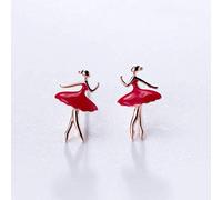 WOZUIMEI S925 Argent Style Coréen Style Littéraire Jupe Rouge Boucles D'Oreilles Ballerine Mignon Et Douxor rose