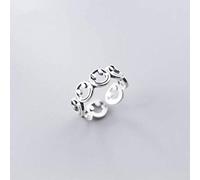 WOZUIMEI S925 Bague en Argent Souriant Mode Rétro Thaïlandaise en Argent Pour Femmes Pour Faire la Vieille Bague Ouverture Unique Souriant Visage Bague BijouxBague en argent S925, ouverture ajustée