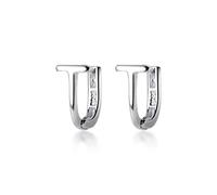 WOZUIMEI S925 Blanc Champignon Boucle Femmes Corée Petite Lettre Fraîche Minimaliste Court T-Girl Coeur Boucles D'Oreilles Bijouxargent, Argent 925