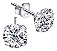 WOZUIMEI S925 Boucles D'Oreilles Blanches avec Diamants, Petites Boucles D'Oreilles à la Mode Et à la Personnalité Simple Pour Hommes Et Femmes6 mm