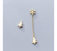 WOZUIMEI S925 Boucles D'Oreilles en Argent Femme Style Coréen Style Art Diamant Coloré Arbre de Noël Boucles D'Oreilles Asymétriques en Flocon de Neigeor