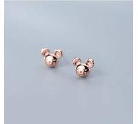 WOZUIMEI S925 Boucles D'Oreilles en Argent Femmes Coréenne Mignonne Petite Souris Petit Animal Zodiaque Animal Année du Rat Oreille Souris Bijouxor et rose, Argent 925