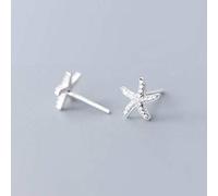 WOZUIMEI S925 Boucles D'Oreilles en Argent Femmes Petites Fraîches Style Japonais Et Coréen Simple Et Mignon Étoile de Mer Diamant Mode Boucles D'Oreilles Bijouxargent, Argent 925