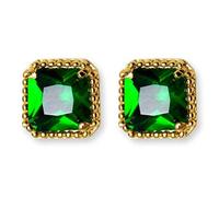 WOZUIMEI S925 Boucles D'Oreilles en Argent Femmes Style Japonais Simple Géométrie Rectangulaire Synthétique Émeraude Style Oreille Ornements Bijouxor, Argent 925