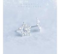 WOZUIMEI S925 Boucles D'Oreilles en Argent Mode Petit Flocon de Neige Boucles D'Oreilles Diamant Femme Style Coréen Boucles D'Oreilles Fleur Douce BijouxDes boucles d'oreilles
