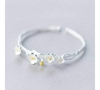 WOZUIMEI S925 Bracelet en Argent Femmes Douces Branches en Argent Doré Fleurs Bracelet Bracelet Bijoux Bijoux Pour Femmes à la Mainor, Argent 925