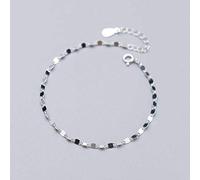 WOZUIMEI S925 Bracelet en Argent Femmes Petite Feuille Elliptique Simple à la Main en Contact avec Des Bijoux de ModeBracelet en argent S925