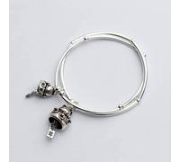 WOZUIMEI S925 Bracelet en Argent Mignon Femmes Thaïlandaises Argent Mignon Chat Rétro Mode Bracelet Charme Bracelet Femmes Bijoux à la MainL, Argent 925