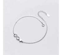 WOZUIMEI S925 Bracelets de Cheville en Argent Pour Femmes Corée Petit Frais Double Infini Amour Bracelets de Cheville Pied Bijoux en Forme de Coeur Femme BijouxBracelet de cheville argent S925
