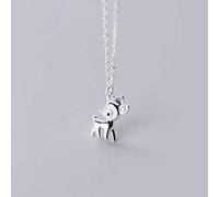 WOZUIMEI S925 Collier en Argent Femmes Coréenne Simple Et Clair Mignon Cerf Pendentif Collier Personnalisé Petit Élégant Chaîne de Clavicule BijouxCollier en argent S925