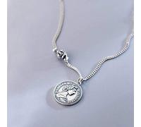 WOZUIMEI S925 Collier en Argent Femmes Thai Argent Rétro Portrait Médaillon Pendentif Style Des Bijoux de Chaîne de Clavicule de Style National AnglaisBrin de gaine d'argent S925