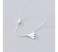 WOZUIMEI S925 Collier en Argent Pendentif Collier Style Féminin Papier Avion Lady's Single Foret Clavicule Chaîne Étoiles BijouxBrin de gaine d'argent S925
