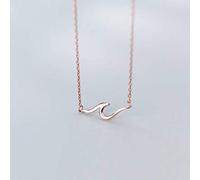 WOZUIMEI S925 Collier en Argent Style Féminin Mode Coréenne Vague Chaîne de Clavicule Courte Pendentif Doux Bijoux Fémininsor et rose, Argent 925