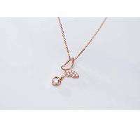 WOZUIMEI S925 Collier Papillon en Argent Femmes Mode Coréenne Petite Douce Douce Amour Suspendu Diamant Collier Clavicule Chaîne Bijoux Fémininsor et rose, Argent 925