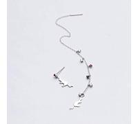 WOZUIMEI S925 Linea Tremella Boucles d'oreilles coréennes pour femme petits chatons frais avec diamants longs boucles d'oreilles style asymétrique, argent 925