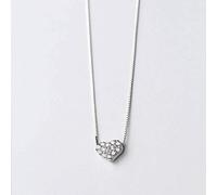 WOZUIMEI S925 Pendentif en Argent Collier Femmes Amour Doux Plein de Diamant en Forme de Coeur Pendentif Collier Coréen Court Clavicule Chaîne BijouxBrin de gaine d'argent S925