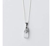 WOZUIMEI S925 Pendentif en Argent Collier Femmes Synthétique Opale Motif Blanc Simple Chaîne Courte Clavicule BijouxS925 argent, Chaîne boîte 45cm