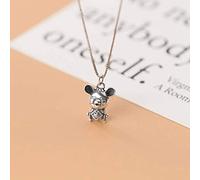 WOZUIMEI S925 Pendentif en Argent Mode Coréenne Unique Forme Linéaire Bénédiction Souris Festive Rétro Enfants Célibataires Automne BijouxStyle argent thaï, Argent 925